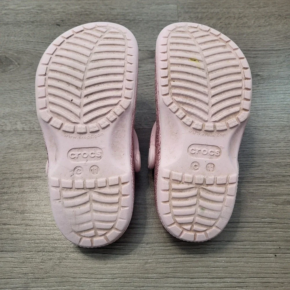 Crocs Kids Classic Glitter Clog Pink Sparkle Shoes Girly Toddler Casual Size C11